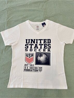 U.S. Soccer White V-Neck T-Shirt - United States Soccer Graphic